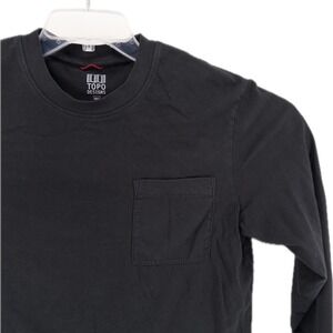 Topo Designs Mens Small Dirt Pocket Tee Black Long Sleeve Organic Cotton Shirt